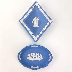 Wedgwood Jasperware Diamond and Oval Shaped Trinket Dishes Made In England